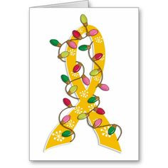 Childhood Cancer Christmas Lights Ribbon Card