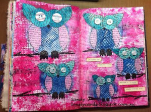 Art journal, 5 owl, Quote : Observe and reflect become a little wiser ...