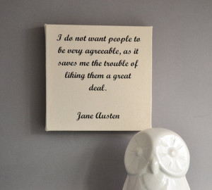 Jane Austen quote screen printed canvas wall art book lover