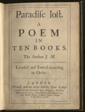 Primera página de la primera edición de El Paraíso Perdido