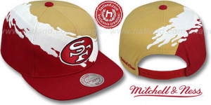 49ers 39 PAINTBRUSH SNAPBACK 39 Gold White Burgundy Hat by Mitchell ...