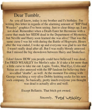 Harry Potter Vs. Twilight Fred Is Not Dead!