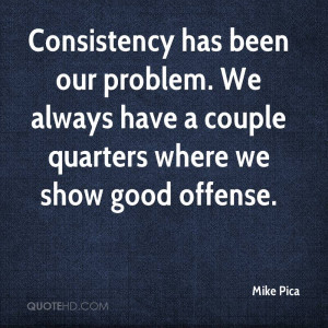 ... problem. We always have a couple quarters where we show good offense