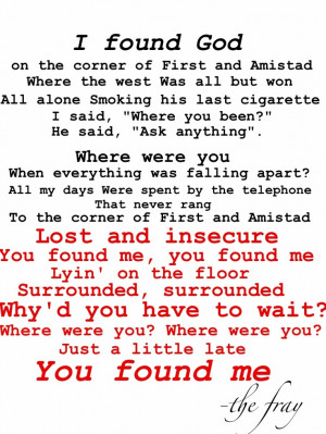 The Fray:You Found Me- I don't know a soul who can't relate to this ...