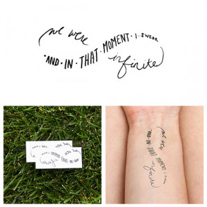 Infinity - Perks of Being a Wallflower Quote - Temporary Tattoo (Set ...