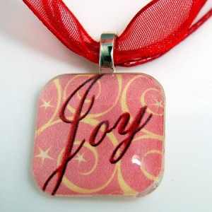 Glass Tile Necklace Joy Quote Pendant by whitneysdesigns on Etsy, $15 ...
