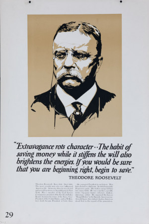 ... Original 1920s Bank Finance Poster Theodore Roosevelt Quote picture