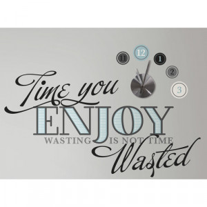 Room Mates Deco Time You Enjoy Peel and Stick Quote Wall Clock