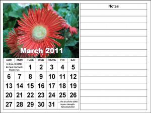 ... this Free Christian Monthly Calendar 2011 March with Bible verses