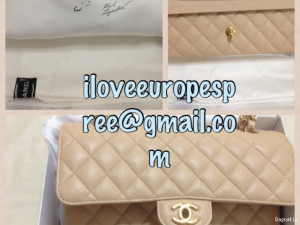 PRICE REDUCED BRAND NEW CHANEL Classic Flap Bag M L Beige Caviar GHW