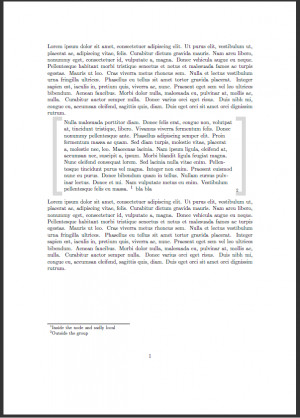 Tikz: How to move a footnote in a node out of that group?