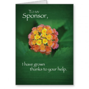 Sponsor 12 Step Recovery Thank You Flower on Green Greeting Card