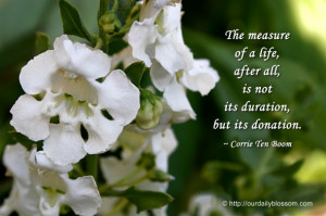 ... , after all, is not its duration, but its donation. ~ Corrie Ten Boom