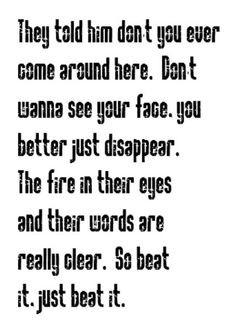 Michael Jackson - Beat It - song lyrics, song quotes, songs, music ...