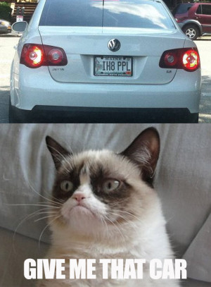 Grumpy cat wants that car with vanity plate: IH8 PPL