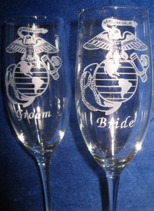 Marine Corps Wedding Glasses