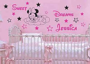 Sweet-Dreams-Minnie-Mouse-Quote-Personalized-Kids-Room-Stickers ...