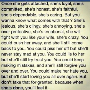 Don't take her for granted