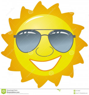 ... featuring a bright yellow happy sun wearing sunglasses and a smile