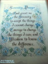 Serenity Prayer Counted Cross Stitch Completed AA Framed Glass 13