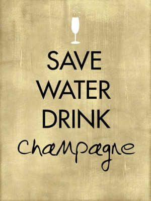SAVE WATER DRINK CHAMPAGNE - paint on canvas and hang over bar cart