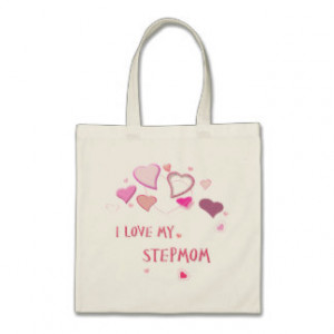 Love my Stepmom - Cute Pink Lovehearts Tote Bags