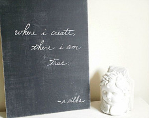 Maria Rilke Classic Quote Wood Sign - Black & White Rustic Wall Sign ...