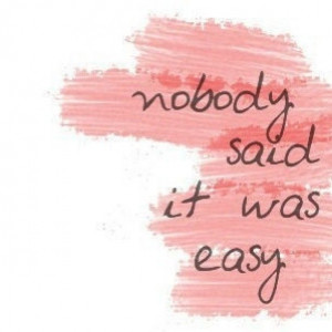 nobody said it was easy