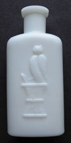WHITE Milk Glass OWL DRUG Co Antique Bottle w/ pic Owl on druggist ...