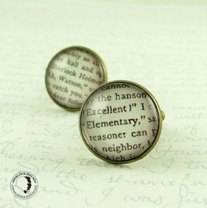 ... Holmes and Dr Watson Cufflinks - Literary Quote - 'Elementary