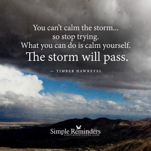 The storm will pass by Timber Hawkeye with article by Becky Walsh