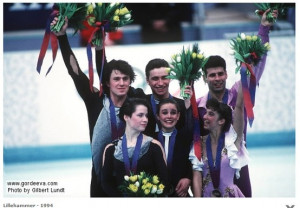 katia gordeeva, sergei grinkov, 1994 olympics, podium