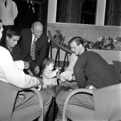 Maurice Setters with a little help from young United fan Joanna Meek