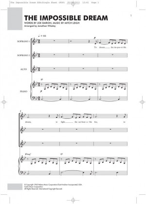 Sheet music for choral music - Mitch Leigh, Elvis Presley, Frank