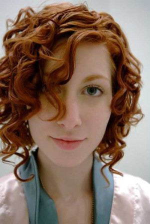 Long Bangs for Ginger Short Curly Hairstyle