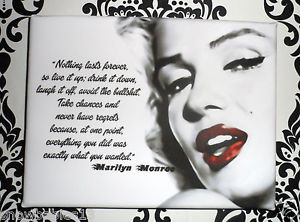 ... Quote wall plaque, Marilyn Monroe DRINK IT UP Quote framed canvas