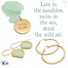 Authentic sea glass, beach quotes and gold! www.WiltonArtisans.com