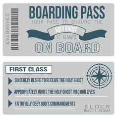 Boarding Pass - ensure that the Holy Ghost is always on board #LDS