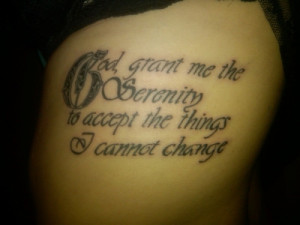 ... detailing of the letter G” of god in this side back Serenity prayer