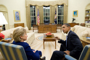 ... Obama meets with Secretary of State Hillary Clinton in Oval Office