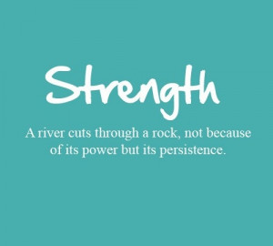 Strength: A river cuts through a rock, not because of its power but ...