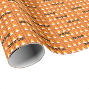 Happy Halloween Candy Corn Plaid Cute Sayings Wrapping Paper