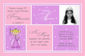 7th Birthday Invitation for Alessandra ~ Princess Photo Card