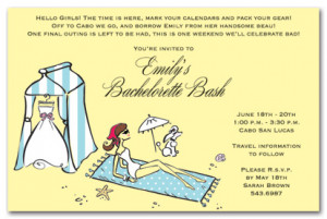 Creative Beach Bride Laying Bridal Shower Invitations