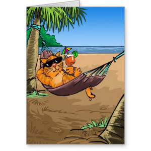 Funny Birthday Wishes - Cool Cat on Hammock Greeting Card