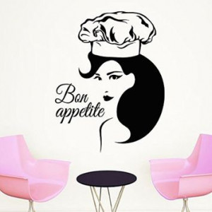 Wall Decals Bon Appetit Chef Woman Decal Vinyl Sticker Home Decor ...