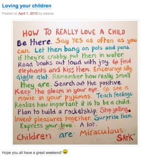How to Really love a child