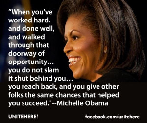 and spot-on quote from First Lady Michelle Obama's DNC speech ...