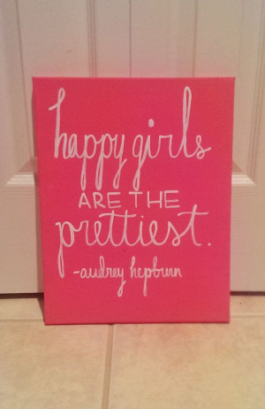 Happy Girls are the Prettiest Audrey Hepburn Canvas Quote Art