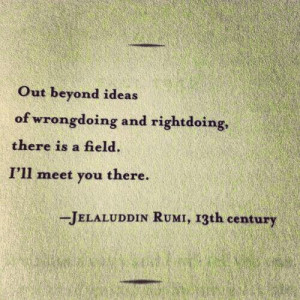 ... there is a field. I'll meet you there. - Jelaluddin Rumi, 13th century